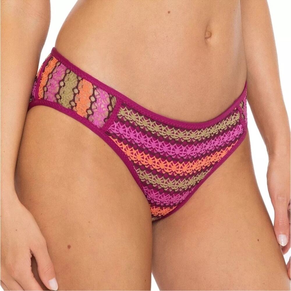 BECCA Driftwood Adela Crochet Hipster Bikini Bottom Swim Pomegranate NWT Size XS